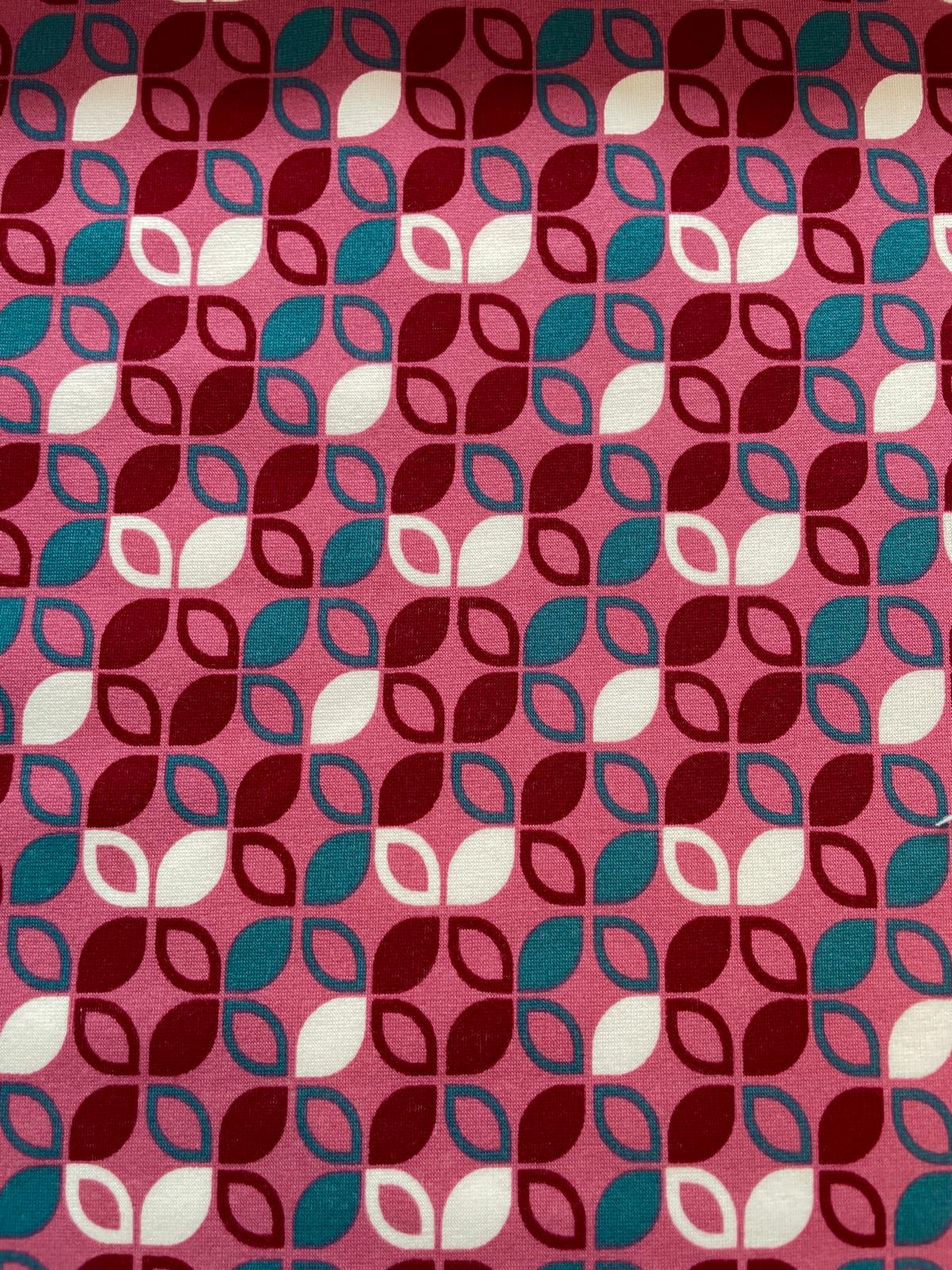 Alpenfleece "Retro Blüte" weinrot/ petrol/ rosa